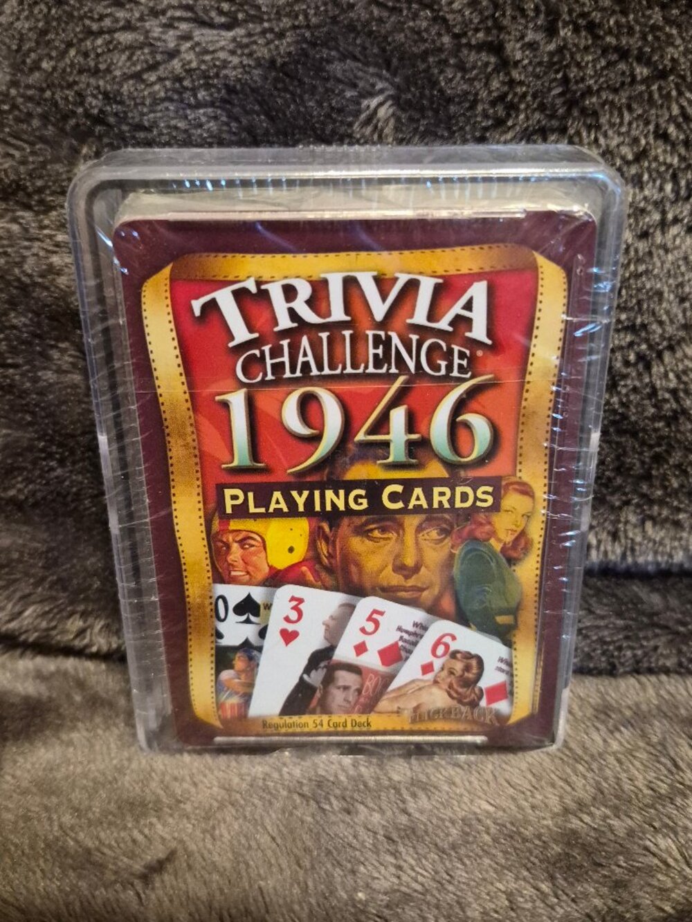 Trivia Challenge 1946 Playing Cards in original packaging W Clear Hard Case READ